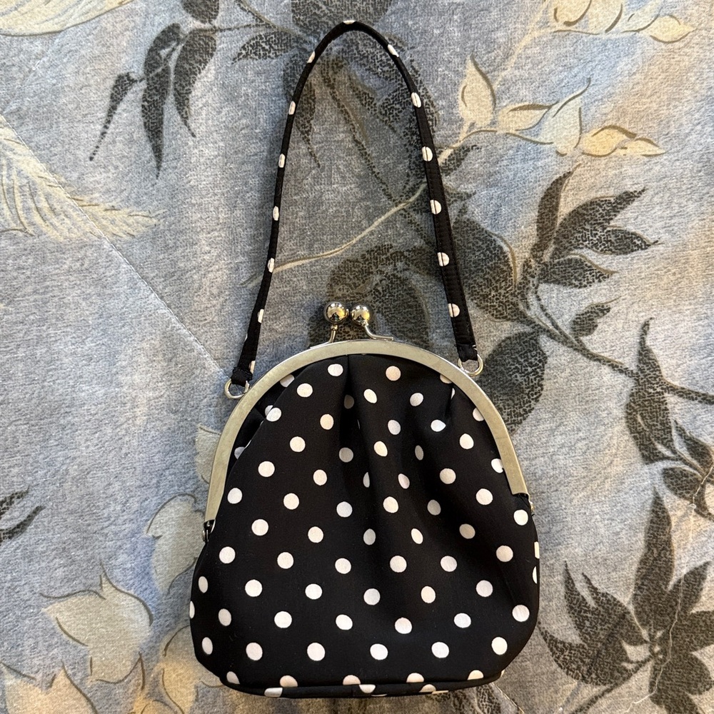 La Regale Black and White Polka Dot Mini Bag